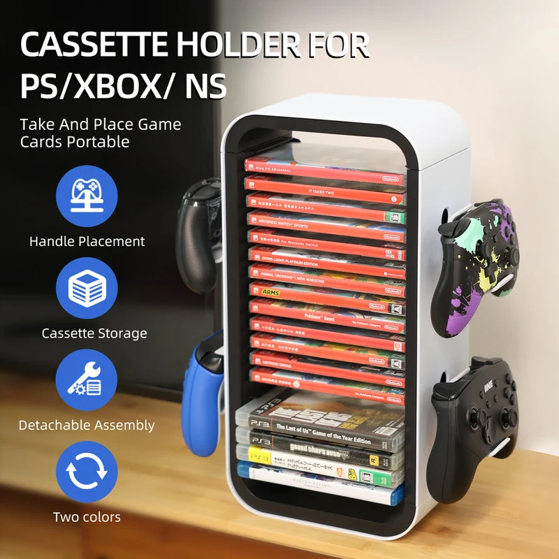 IINE Cassette Storage Rack For PS5 / Xbox / Switch (White) (L866)