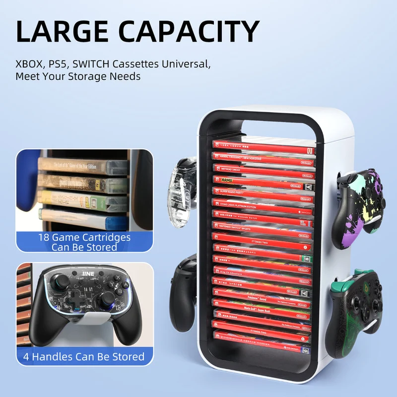IINE Cassette Storage Rack For PS5 / Xbox / Switch (White) (L866)