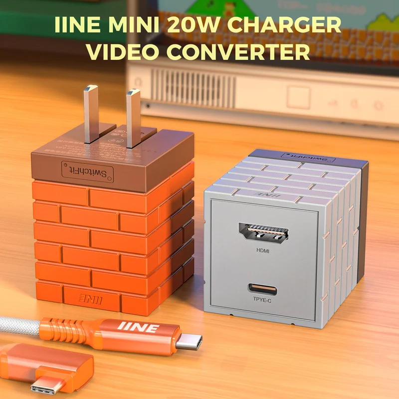IINE 2-in-1 Mini 20W Charging & Video Converter For N-Switch (Grey, Orange)
