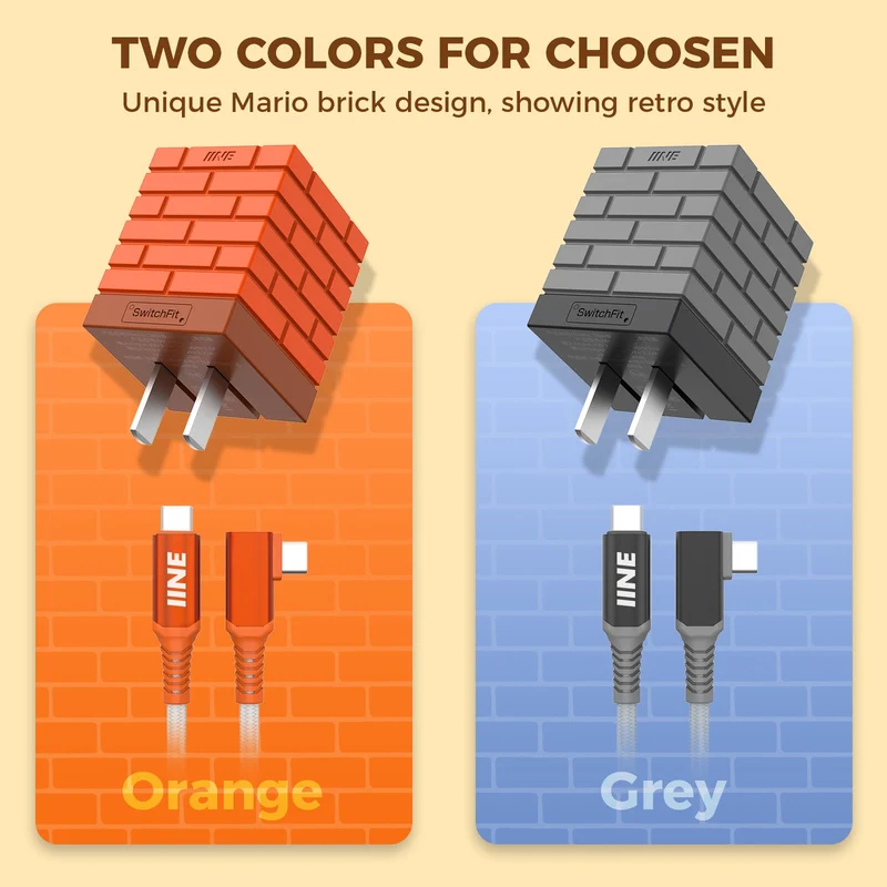 IINE 2-in-1 Mini 20W Charging & Video Converter For N-Switch (Grey, Orange)