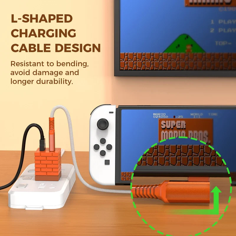 IINE 2-in-1 Mini 20W Charging & Video Converter For N-Switch (Grey, Orange)