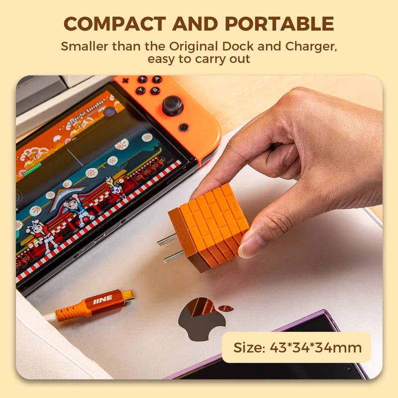 IINE 2-in-1 Mini 20W Charging & Video Converter For N-Switch (Grey, Orange)