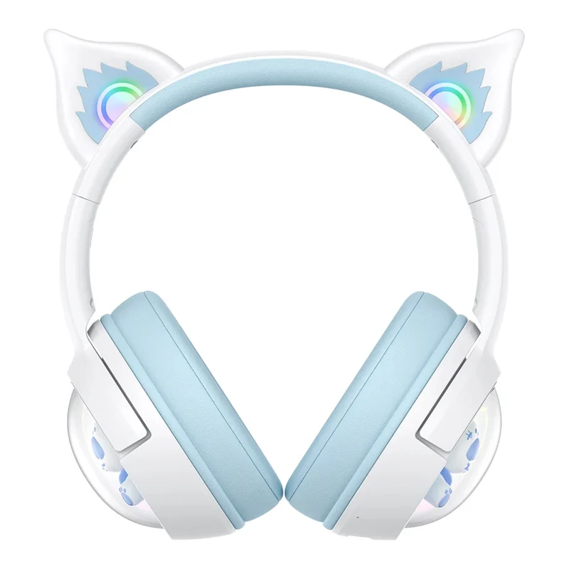 Onikuma B5 RGB Cat Ear Wireless Gaming Headset (White/Blue, Off-White, Pink)