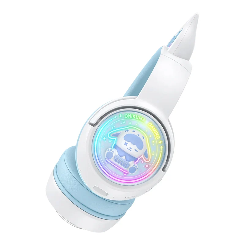 Onikuma B5 RGB Cat Ear Wireless Gaming Headset (White/Blue, Off-White, Pink)