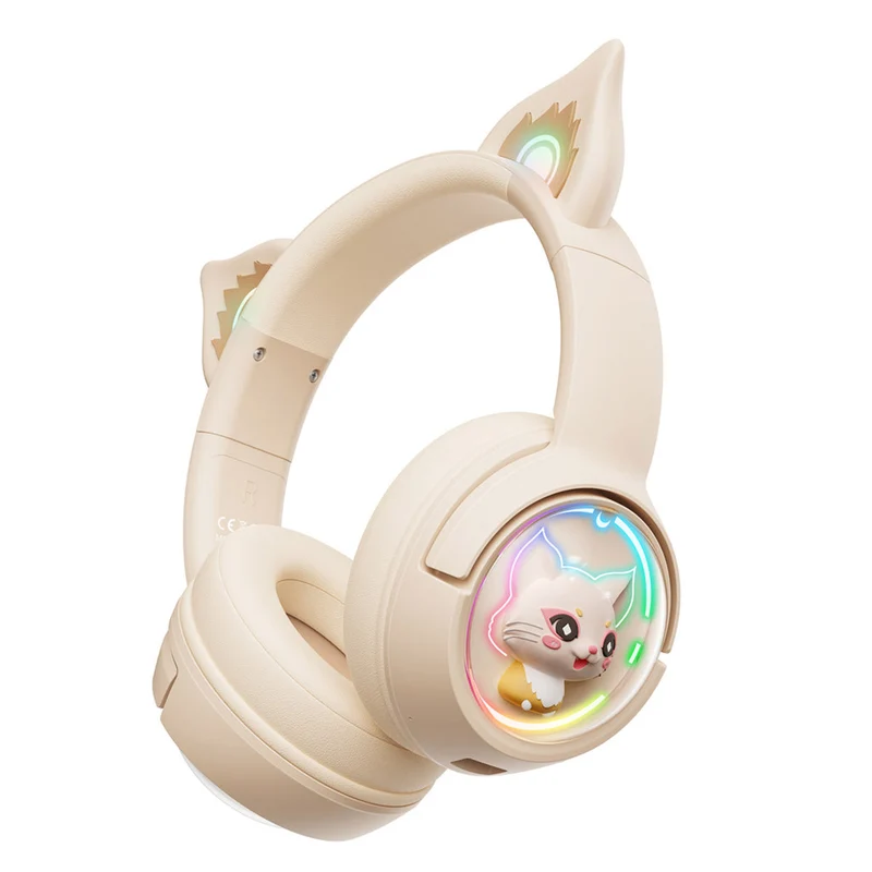 Onikuma B5 RGB Cat Ear Wireless Gaming Headset (White/Blue, Off-White, Pink)