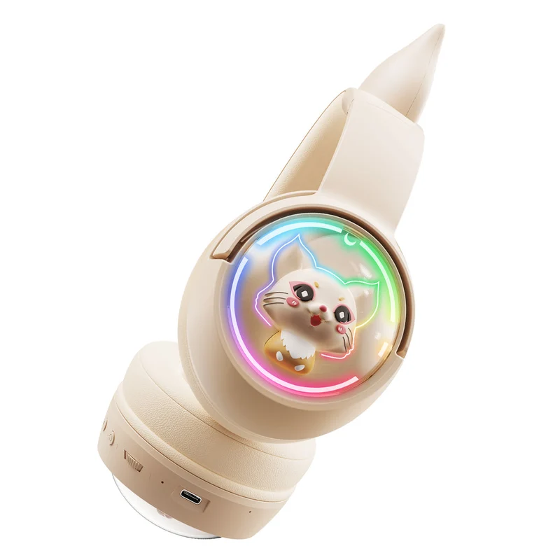 Onikuma B5 RGB Cat Ear Wireless Gaming Headset (White/Blue, Off-White, Pink)