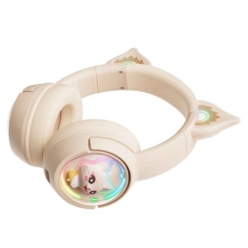 Onikuma B5 RGB Cat Ear Wireless Gaming Headset (White/Blue, Off-White, Pink)