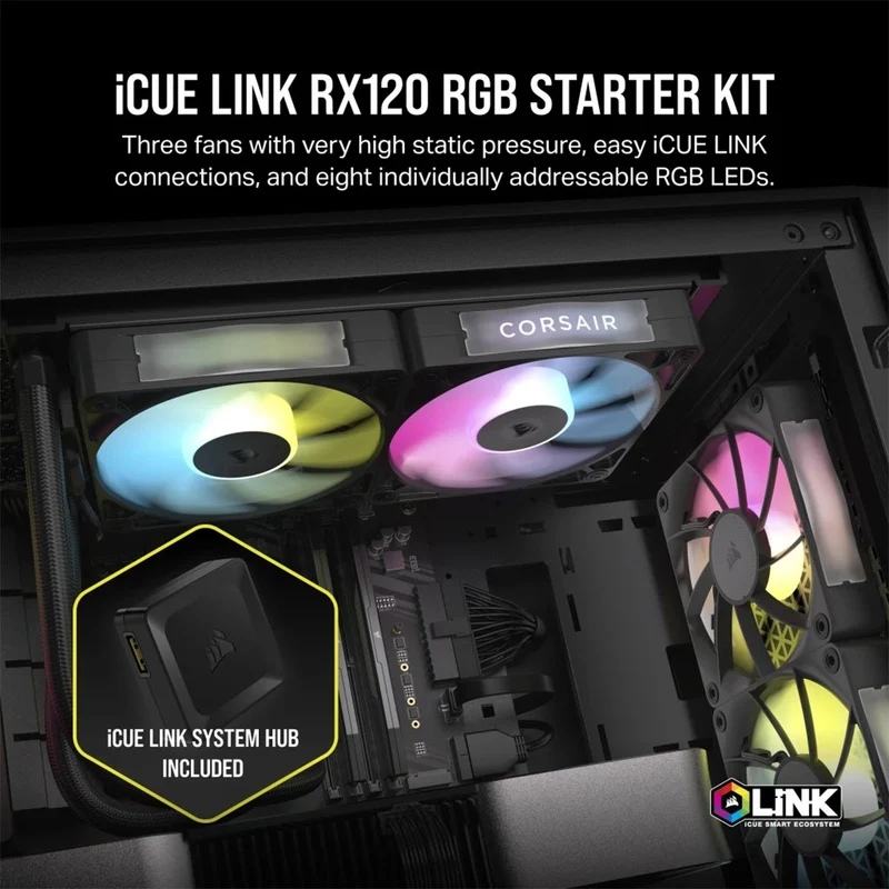 Corsair ICUE Link RX140 RGB 140MM PWM Single Fan Expansion (Black, White)