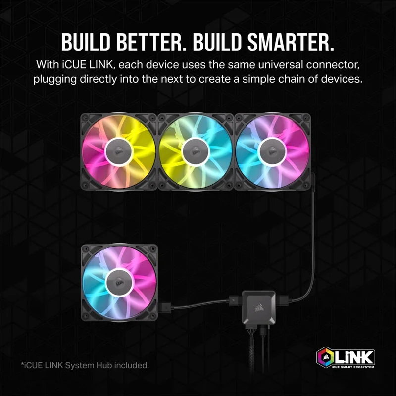 Corsair ICUE Link RX140 RGB 140MM PWM Single Fan Expansion (Black, White)
