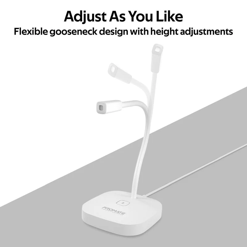 Promate PROMIC-1 High Definition Uni-Direcitonal Microphone With Flexible Gooseneck (White)
