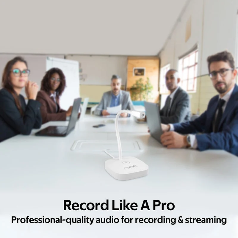 Promate PROMIC-1 High Definition Uni-Direcitonal Microphone With Flexible Gooseneck (White)