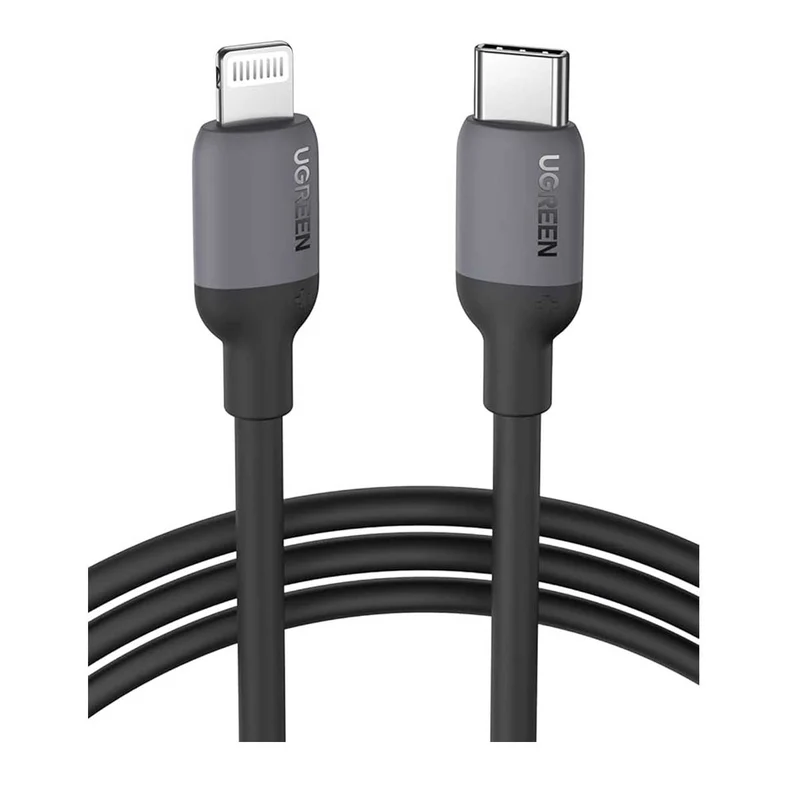 UGREEN Lightning To USB-C Silicone PD Charging Cable (Black, Blue, Green, Pink)