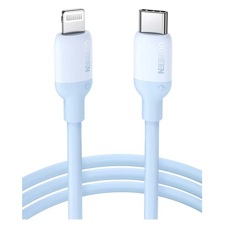 UGREEN Lightning To USB-C Silicone PD Charging Cable (Black, Blue, Green, Pink)