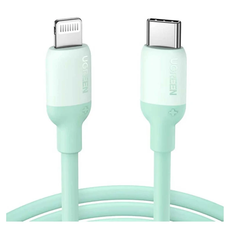UGREEN Lightning To USB-C Silicone PD Charging Cable (Black, Blue, Green, Pink)