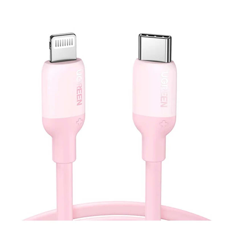 UGREEN Lightning To USB-C Silicone PD Charging Cable (Black, Blue, Green, Pink)