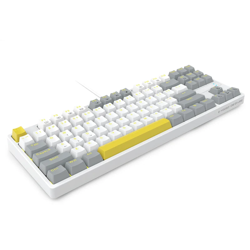 E-YOOSO Z-87 Yellow Single Light 87 Keys Wired Mechanical Keyboard White/Grey/Yellow (Red Switch)