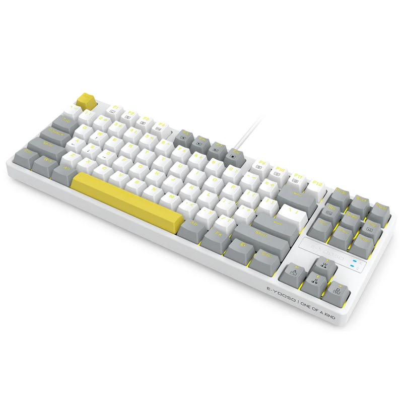 E-YOOSO Z-87 Yellow Single Light 87 Keys Wired Mechanical Keyboard White/Grey/Yellow (Red Switch)