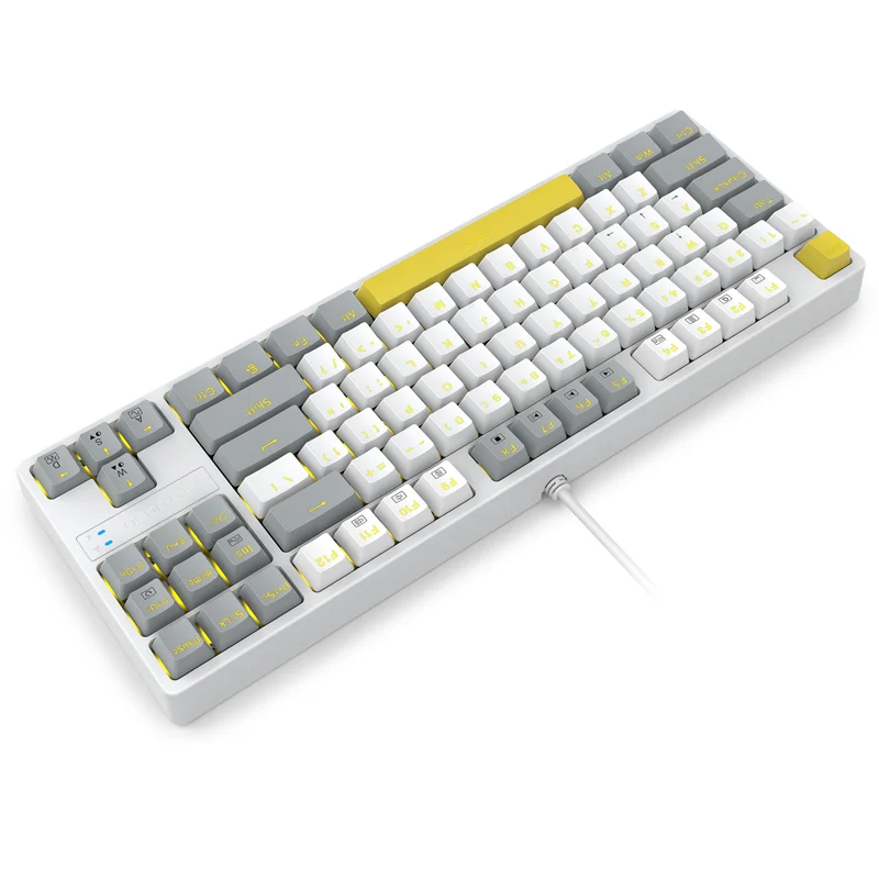 E-YOOSO Z-87 Yellow Single Light 87 Keys Wired Mechanical Keyboard White/Grey/Yellow (Red Switch)