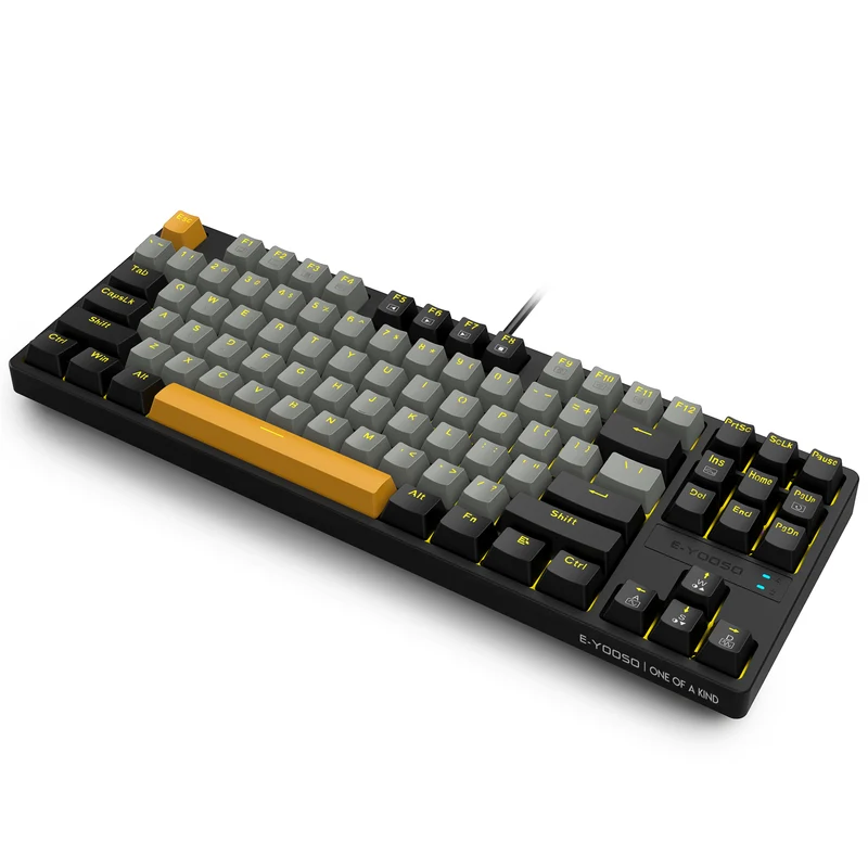 E-Yooso Z-87 Yellow Single Light 87 Keys Wired Mechanical Keyboard Grey/Black/Orange (Red Switch)