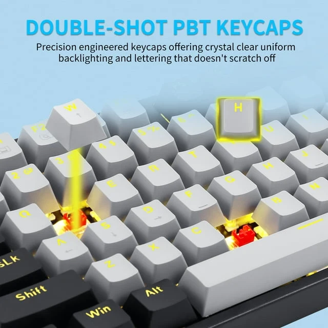 E-Yooso Z-87 Yellow Single Light 87 Keys Wired Mechanical Keyboard Grey/Black/Orange (Red Switch)
