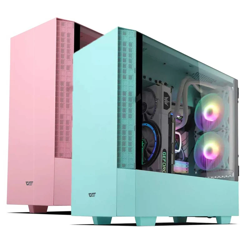 Darkflash DLV22 ATX PC Case (Pink, Neo Mint)