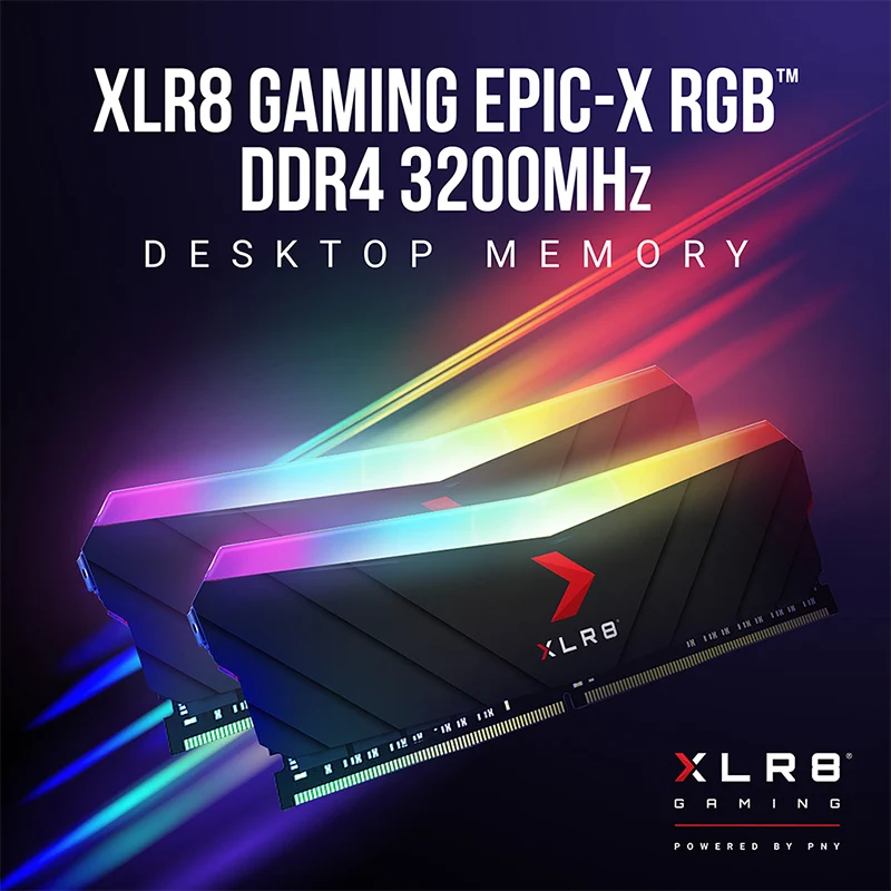 PNY XLR8 Gaming Epic-X RGB 16GB (2X8GB) DDR4 3200MHZ CL16 1.35V Desktop Memory (Silver) (MD16GK2D4320016XSRGB)