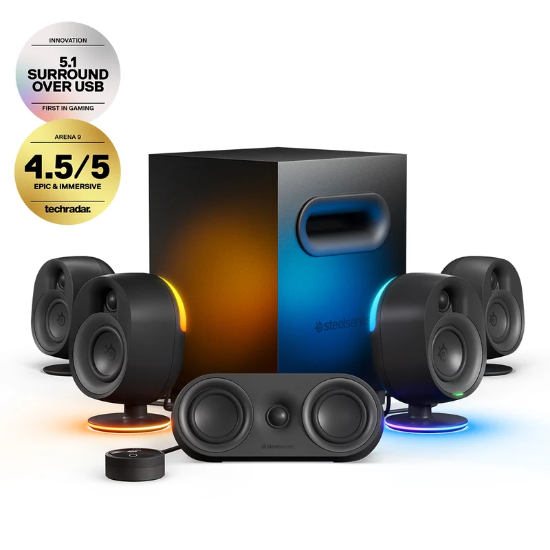 Steelseries Arena 9 Immersive 5.1 Gaming Speaker System With Reactive Illumination