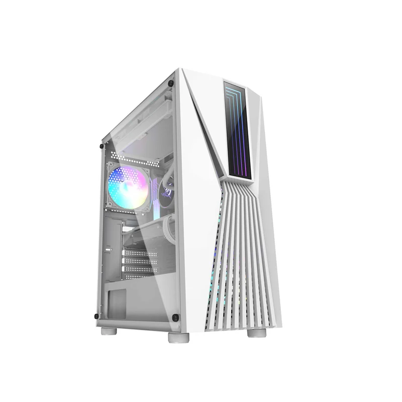 Frontier Trendsonic Vesta Tempered Glass Side ATX Gaming Case (Black, White)
