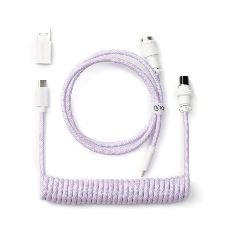 Keychron Coiled Aviator Type-C Straight Cable (Light Blue, Light Pink, Mint, Pink Orange, Yellow, Light Purple)