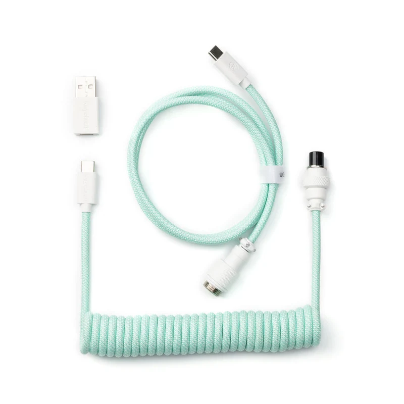 Keychron Coiled Aviator Type-C Straight Cable (Light Blue, Light Pink, Mint, Pink Orange, Yellow, Light Purple)