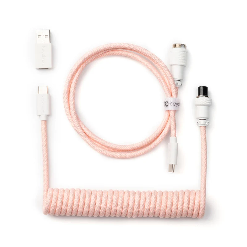 Keychron Coiled Aviator Type-C Straight Cable (Light Blue, Light Pink, Mint, Pink Orange, Yellow, Light Purple)
