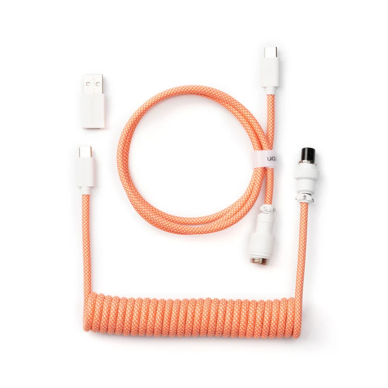 Keychron Coiled Aviator Type-C Straight Cable (Light Blue, Light Pink, Mint, Pink Orange, Yellow, Light Purple)