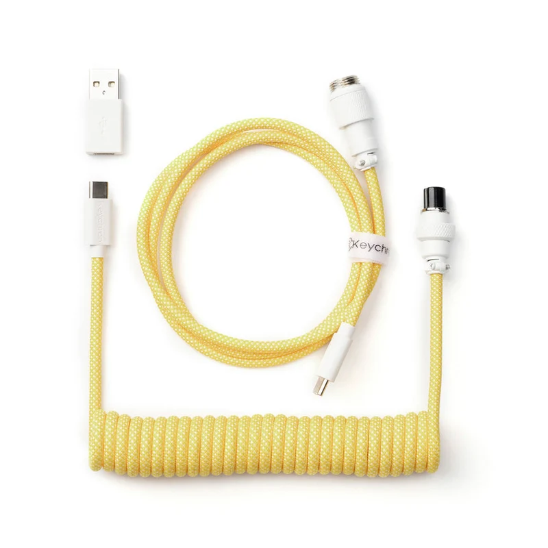 Keychron Coiled Aviator Type-C Straight Cable (Light Blue, Light Pink, Mint, Pink Orange, Yellow, Light Purple)