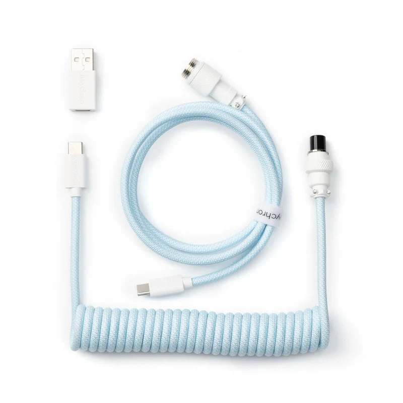 Keychron Coiled Aviator Type-C Straight Cable (Light Blue, Light Pink, Mint, Pink Orange, Yellow, Light Purple)