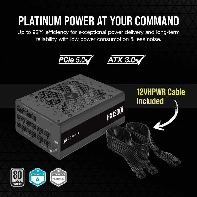 Corsair HXi Series HX1200i 1200W ATX 80 Plus Platinum Ultra-Low Noise Fully Modular Power Supply