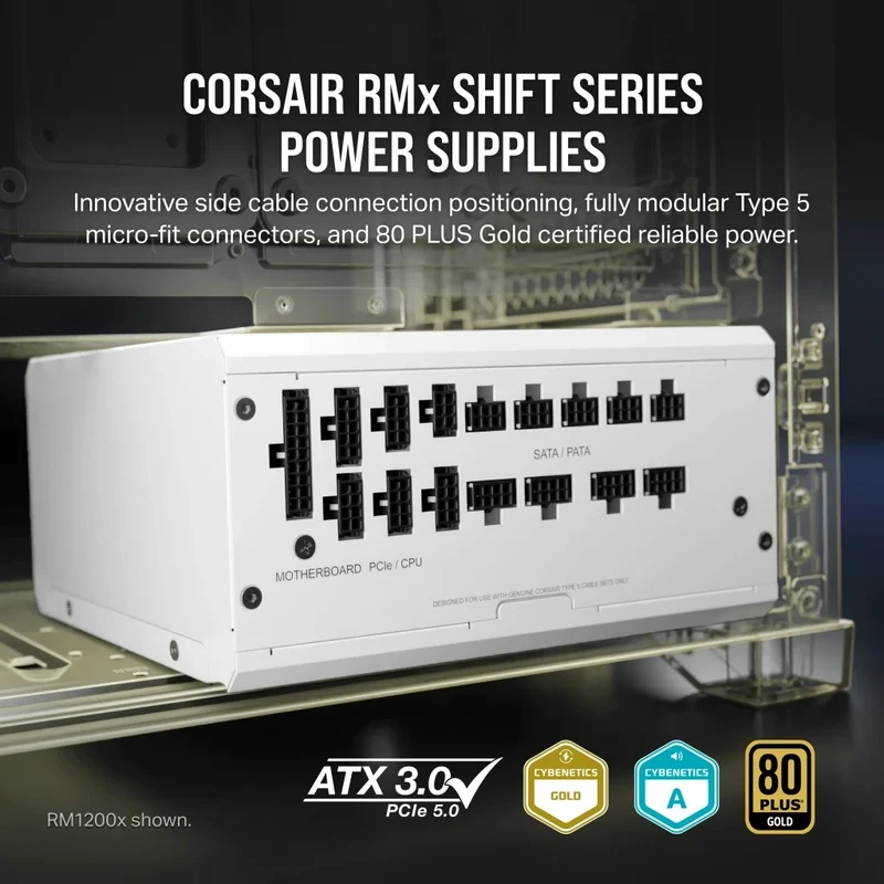 Corsair RMx RM1200x Shift 1200W ATX 80 Plus Gold Fully-Modular ATX Power Supply (White)