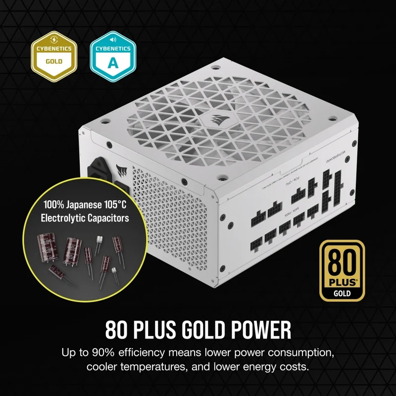 Corsair RMx RM1000x Shift 1000W ATX 80 Plus Gold Fully-Modular ATX Power Supply (White)