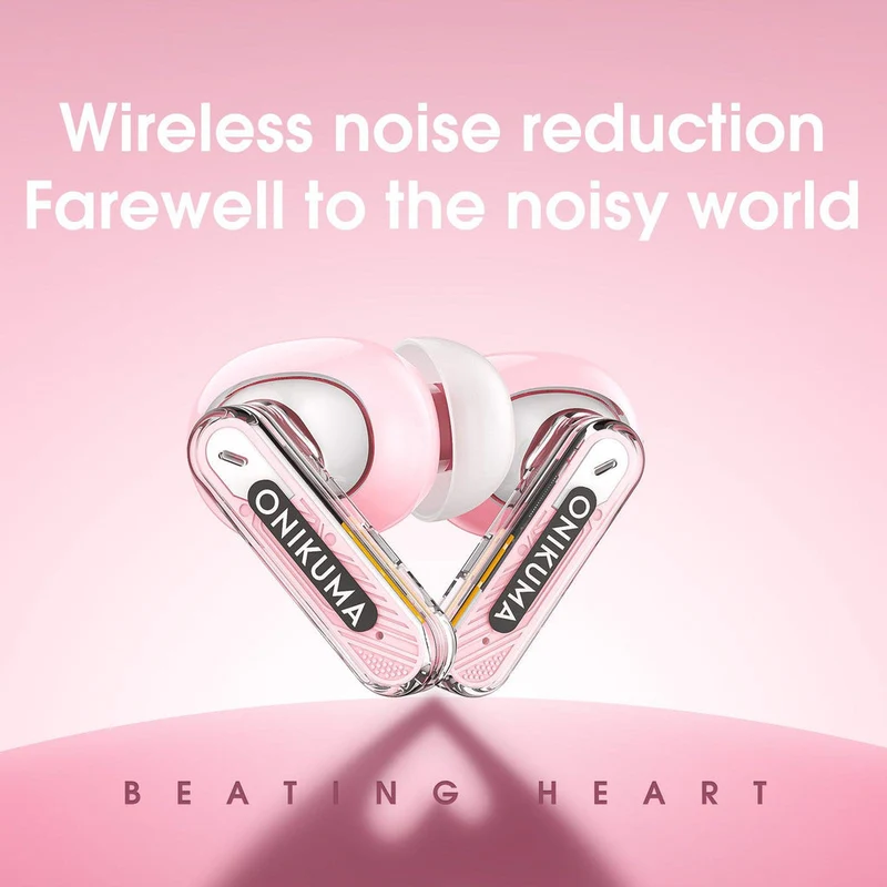 Onikuma T5 Trend Wireless Earphones With Hi-Fi Sound Quality & Noise Reduction (Blue, Pink, Purple)