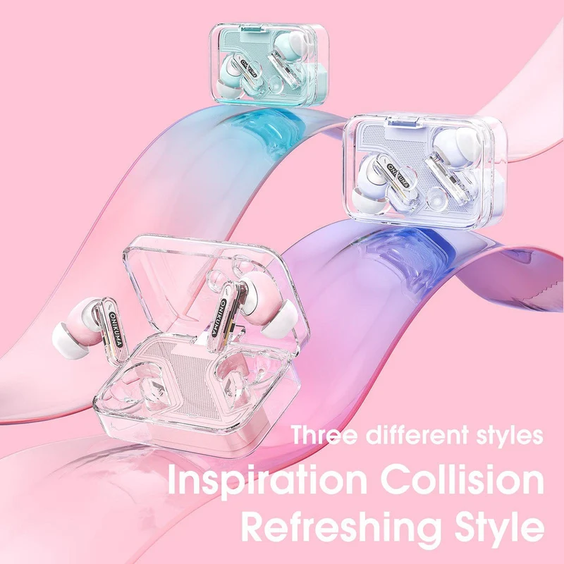 Onikuma T5 Trend Wireless Earphones With Hi-Fi Sound Quality & Noise Reduction (Blue, Pink, Purple)