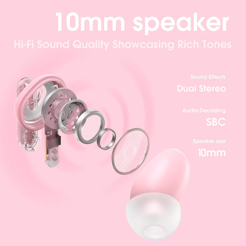 Onikuma T5 Trend Wireless Earphones With Hi-Fi Sound Quality & Noise Reduction (Blue, Pink, Purple)