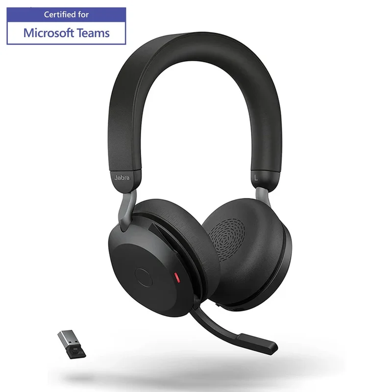 Jabra Evolve2 75 Link380A MS Stereo Noise-Canceling Wireless Headset (Black)