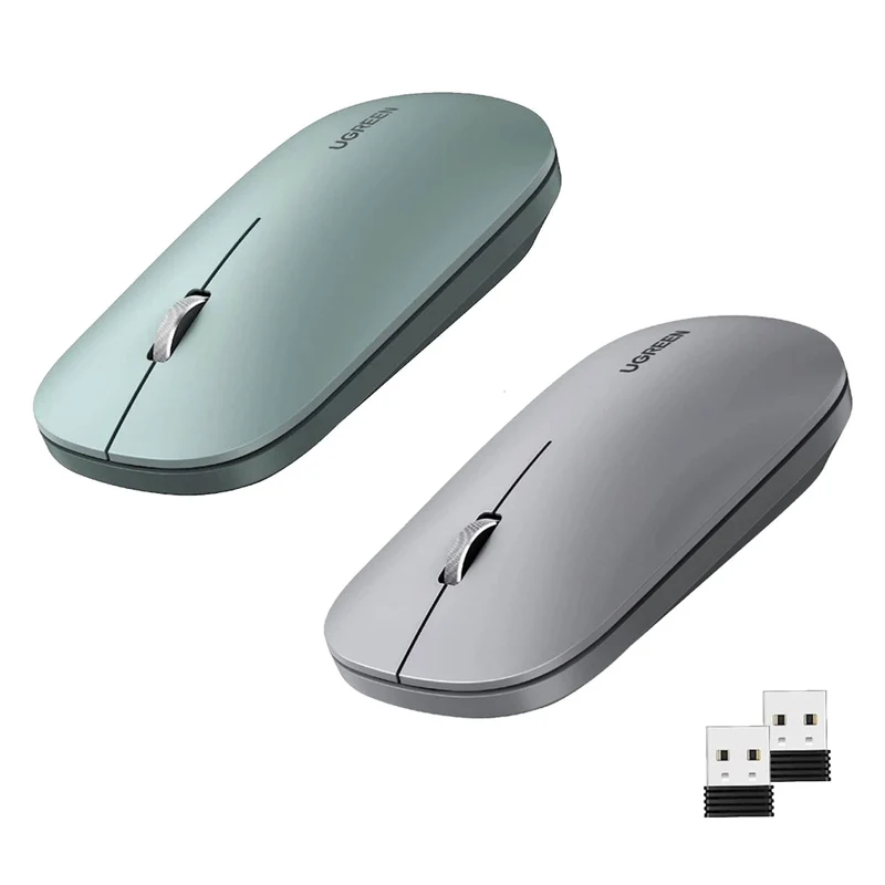 UGreen 4000 DPI Portable Wireless Mouse (Gray, Green)