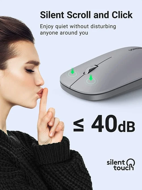 UGreen 4000 DPI Portable Wireless Mouse (Gray, Green)