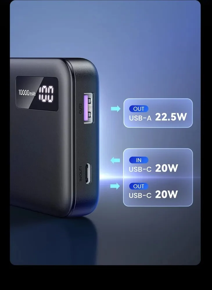 UGreen 10000MAH Mini Quick Charging 20W Power Bank (Black) (PB311/25742)