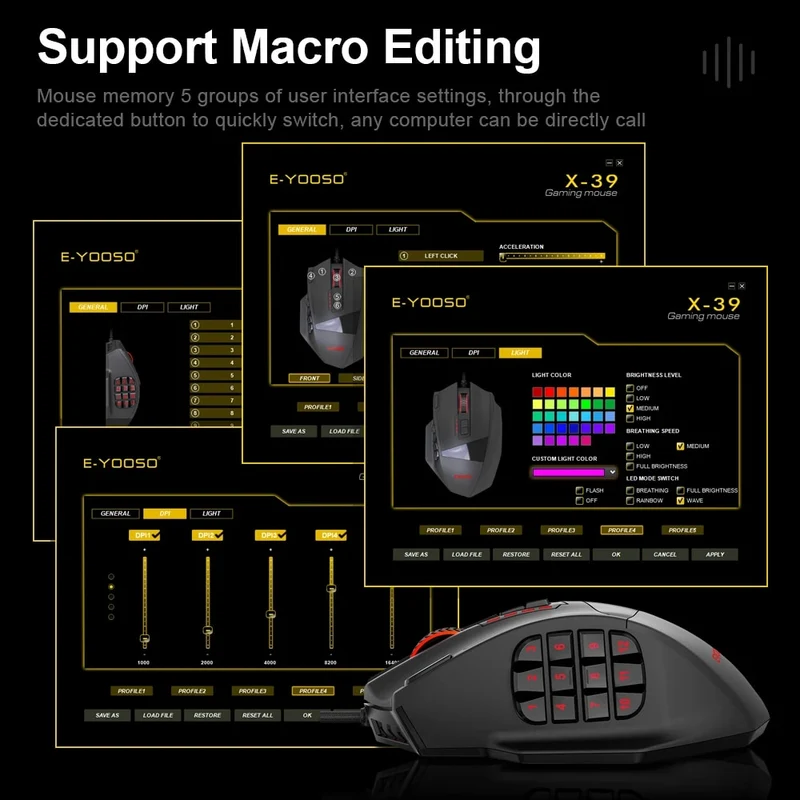E-Yooso X-39 RGB Wired Gaming Mouse (Black)