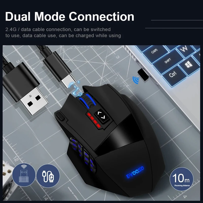 E-Yooso X-33 RGB Wireless Gaming Mouse (Black, White)