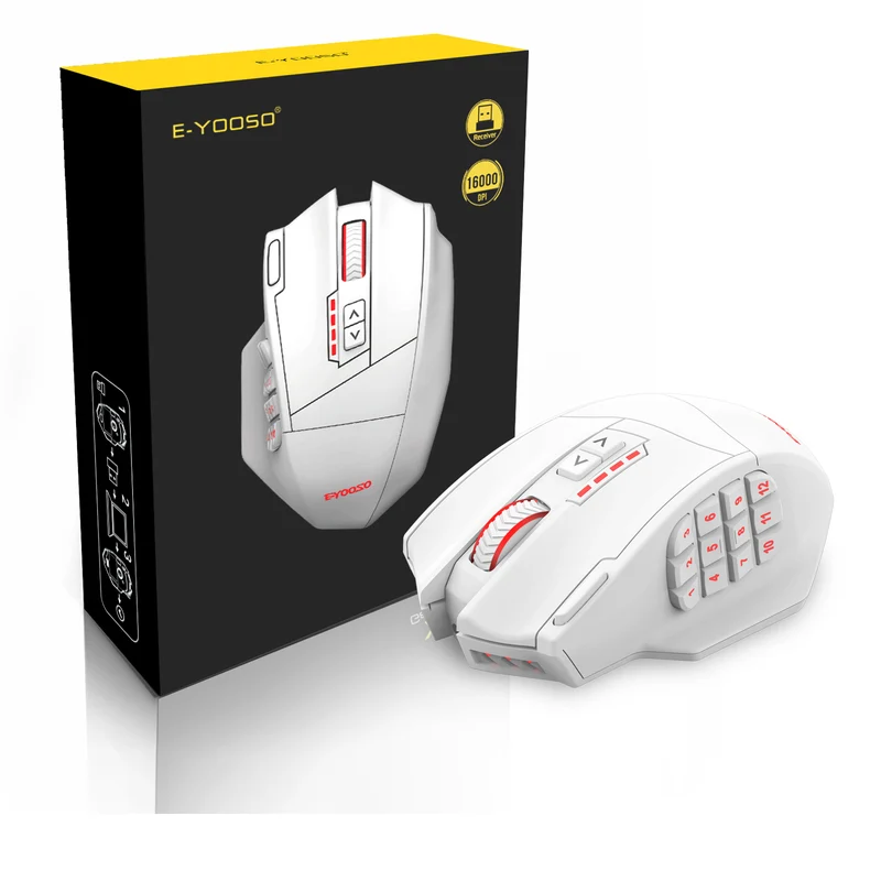 E-Yooso X-33 RGB Wireless Gaming Mouse (Black, White)