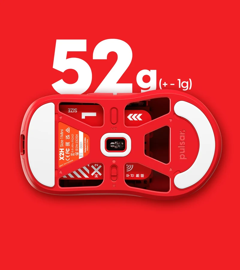 Pulsar X2H Ultralight Wireless Symmetrical eSports Mouse Size 1 (Red) (PX2H13)