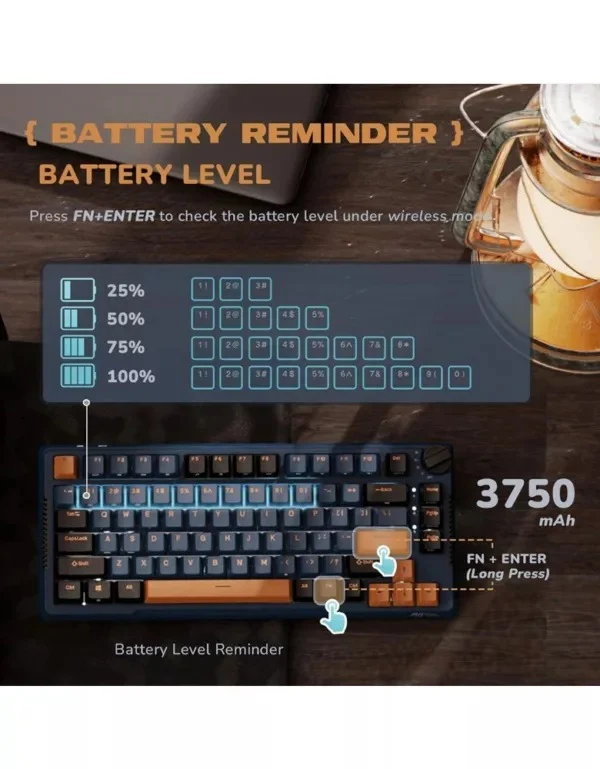 Royal Kludge RK-H81 Tri-Mode RGB 81 Keys Hot Swappable Mechanical Keyboard Star Night (Sky Cyan, Brown, Blue Switch)