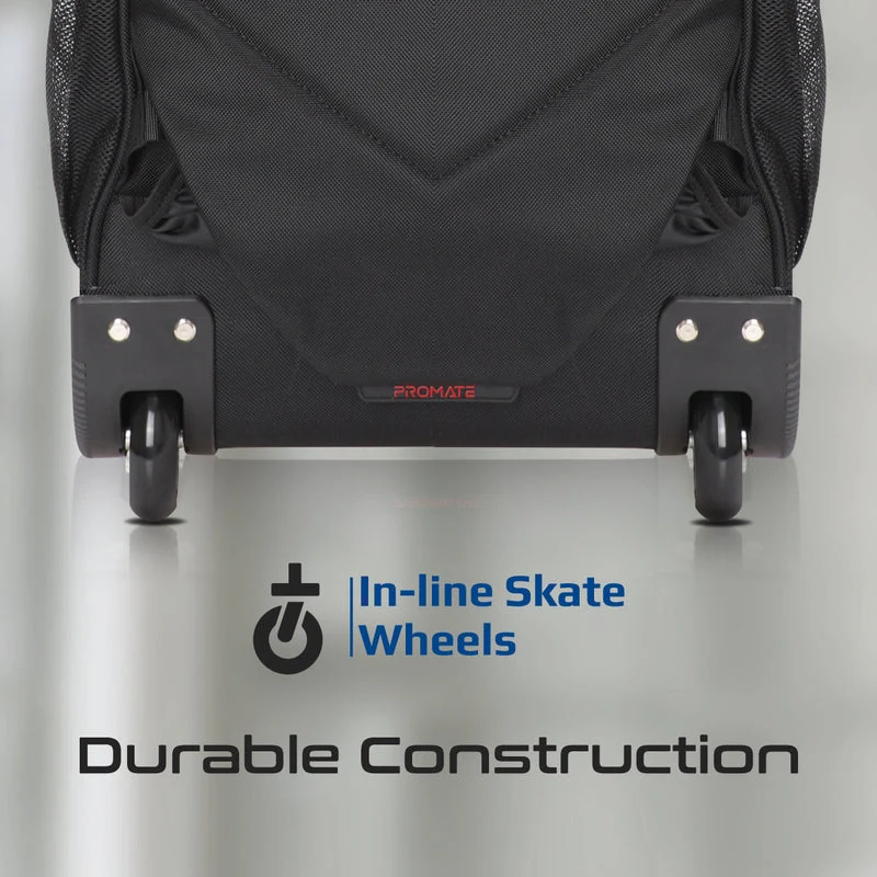 Promate Compact-TR 2-in-1 Large Capacity Trolley Bag Multiple Compartment for 15.6" Laptops